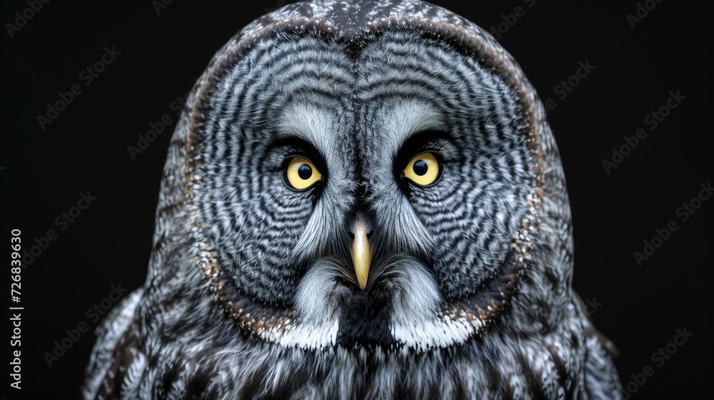 Close Up of Owl With Yellow Eyes Close Up of Owl With Yellow Eyes