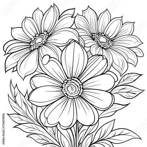 Floral coloring book pages for children and adults