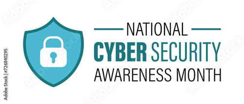 National Cyber Security Awareness Month - Text and symbol