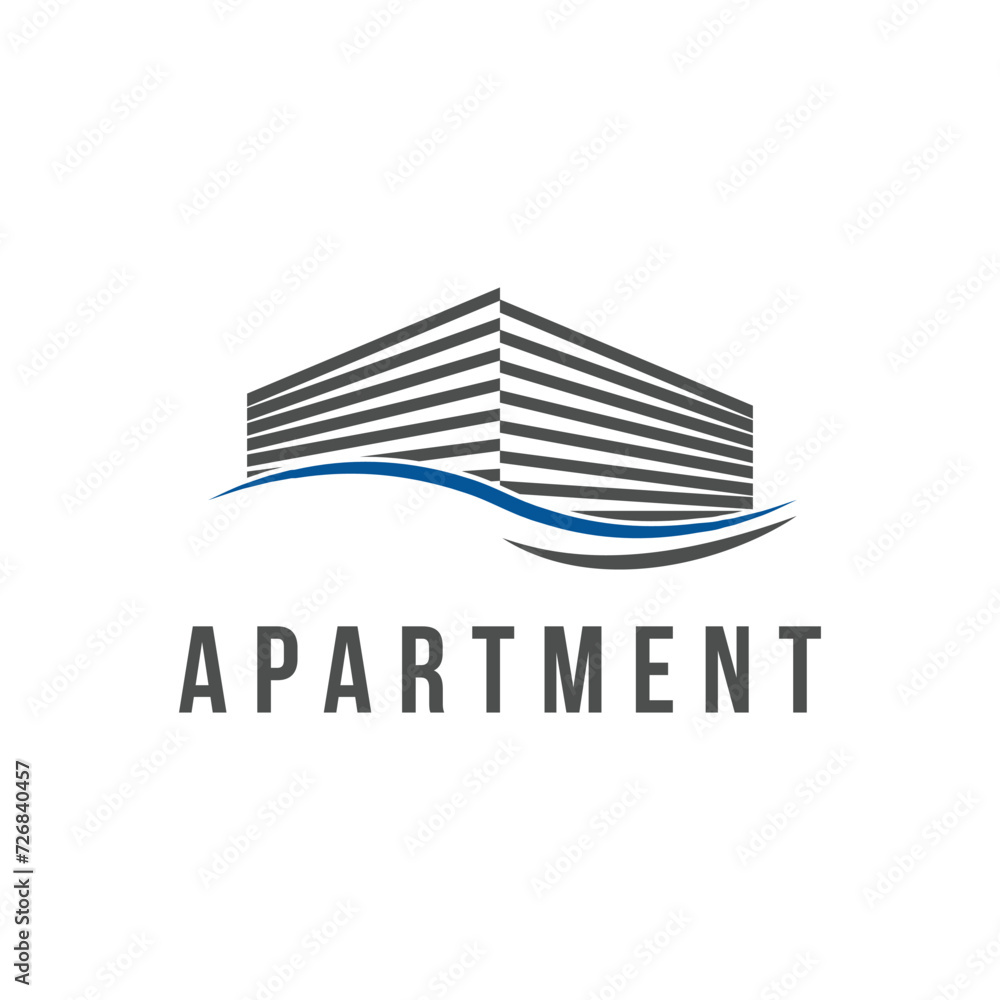 Building apartment property logo design creative idea	with wave coast