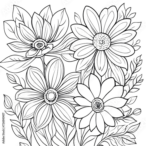 Floral coloring book pages for children and adults