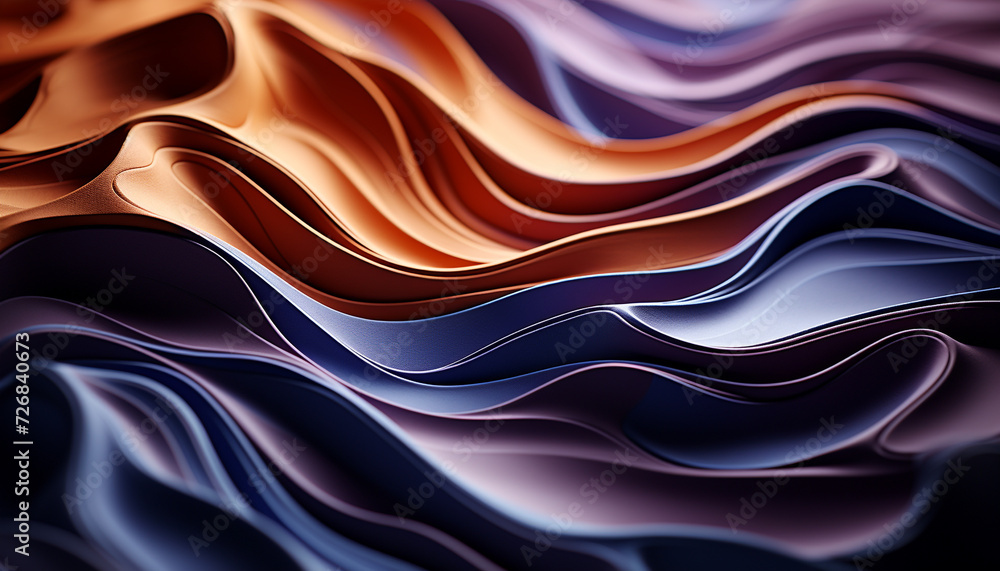 Abstract wave pattern on blue backdrop, modern decoration generated by AI