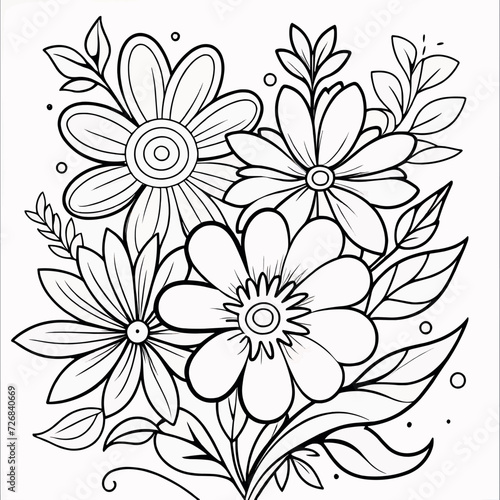 Floral coloring book pages for children and adults