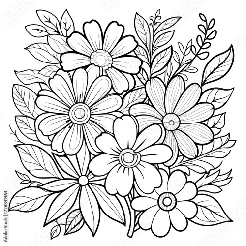 Floral coloring book pages for children and adults