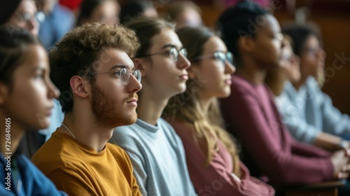 Group of Caucasian University Students Listening to a Lecture Generative AI