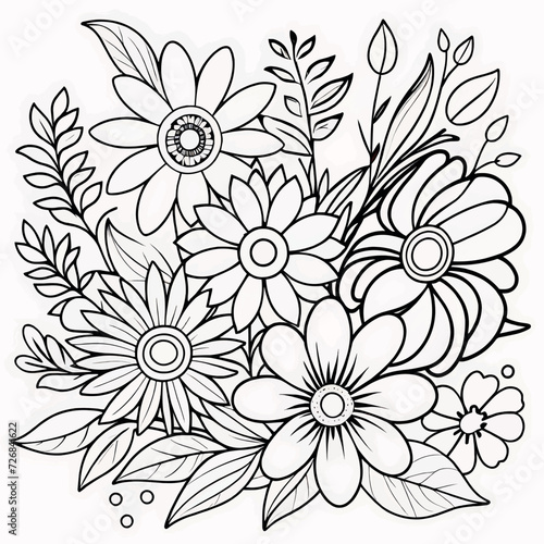 Floral coloring book pages for children and adults