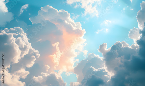 Pastel colored clouds and sky, Generative AI