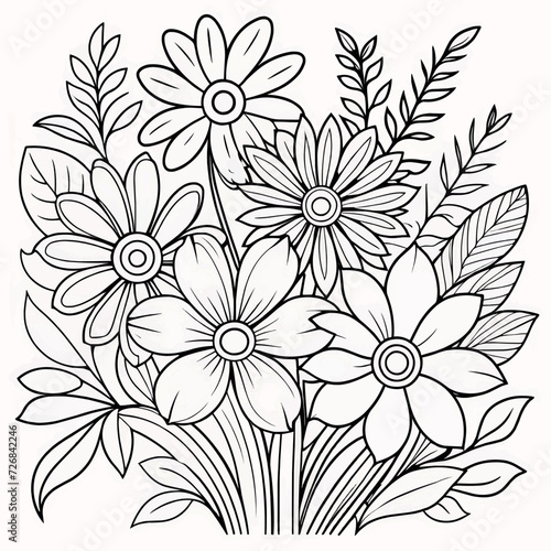 Floral coloring book pages for children and adults