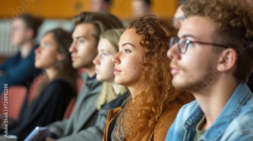 Caucasian University Students Listening to a Lecture Generative AI