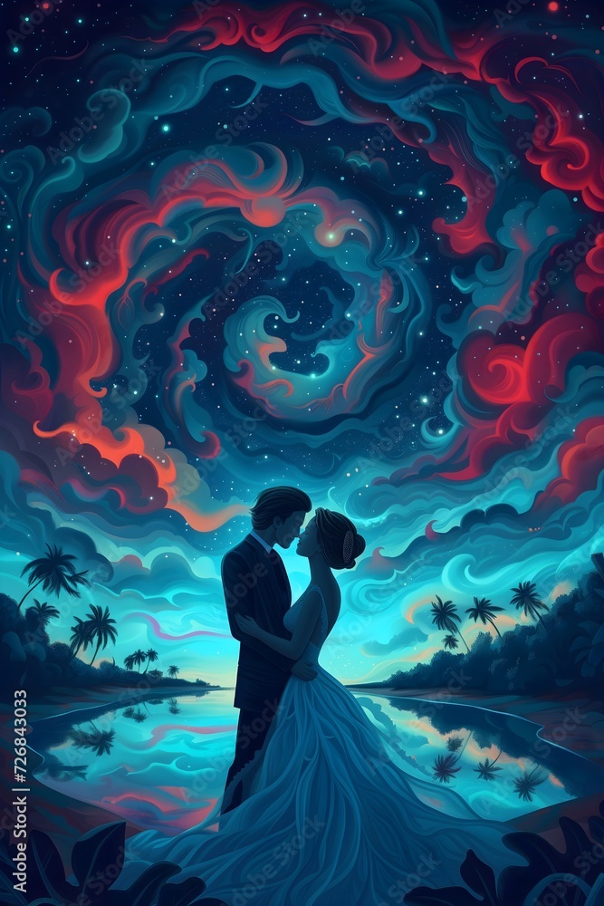 Starry Night Couple's Romance