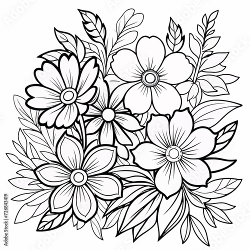 Floral coloring book pages for children and adults