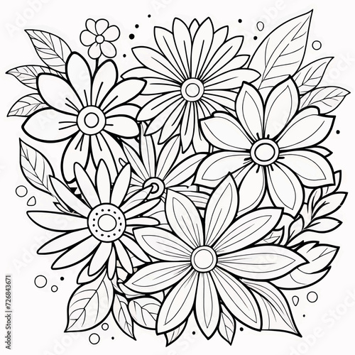 Floral coloring book pages for children and adults