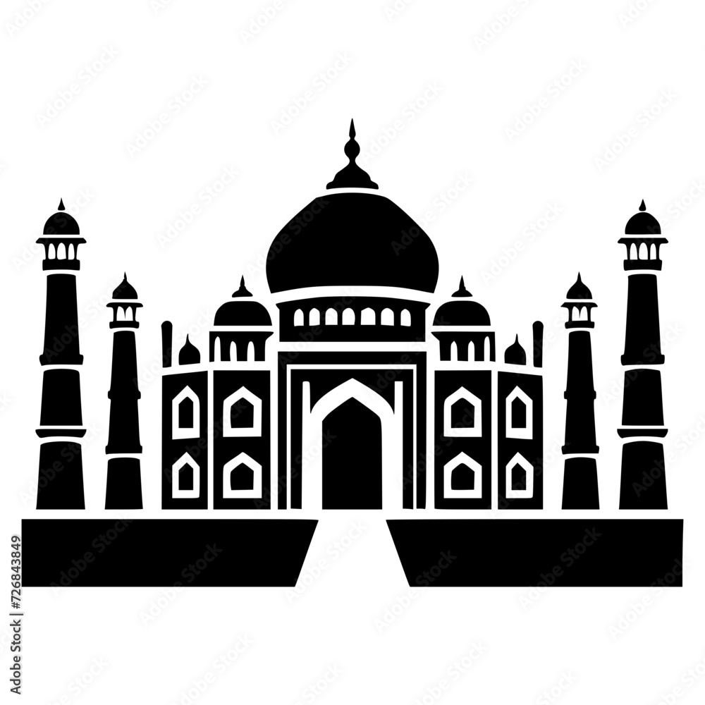 Black Taj Mahal Silhouette