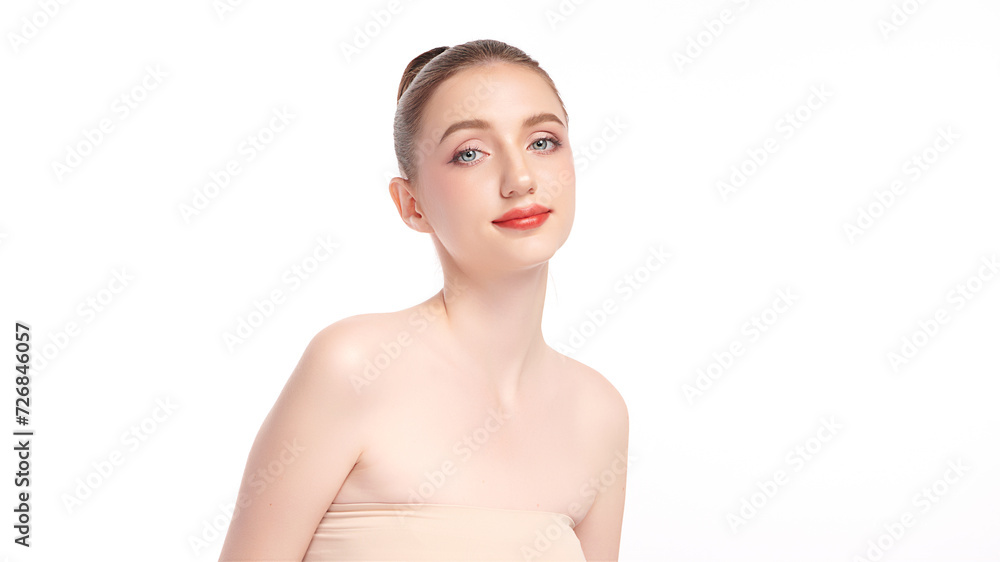 Beautiful young woman with clean fresh skin on white background, Face care, Facial treatment, Cosmetology, beauty and spa, women portrait. Beautiful young woman with clean fresh skin on white background, Face care, Facial treatment, Cosmetology, beauty and spa, women portrait.