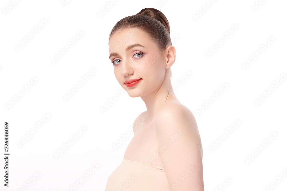 Beautiful young woman with clean fresh skin on white background, Face care, Facial treatment, Cosmetology, beauty and spa, women portrait. Beautiful young woman with clean fresh skin on white background, Face care, Facial treatment, Cosmetology, beauty and spa, women portrait.