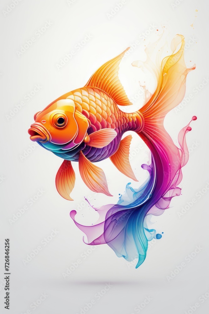 Fototapeta premium goldfish. colorful goldfish digital illustration