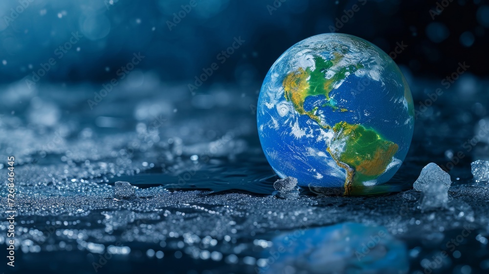 Global Thaw - Earth Model on Melting Ice Global Thaw - Earth Model on Melting Ice