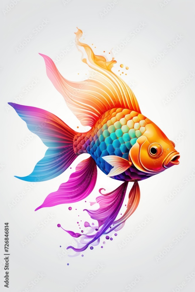 Fototapeta premium goldfish. colorful goldfish digital illustration