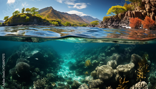 Underwater adventure fish swim in majestic multi colored reef generated by AI © Stockgiu