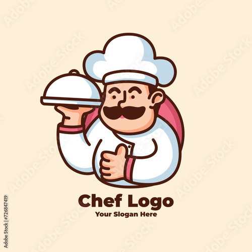 Chef mascot logo character illustration