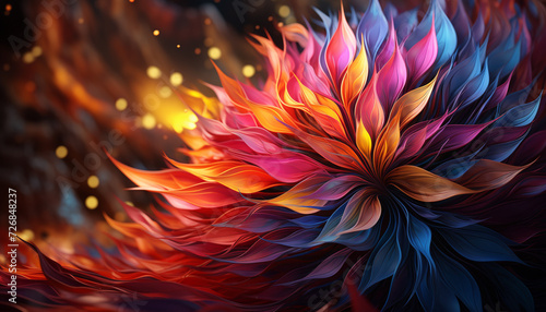 Vibrant colored flower petals create a beautiful backdrop generated by AI