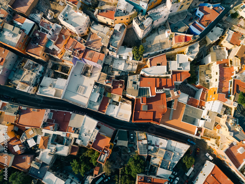 Aerial hyperlapse over the beautiful magical town of Guanajuato with a special sunset