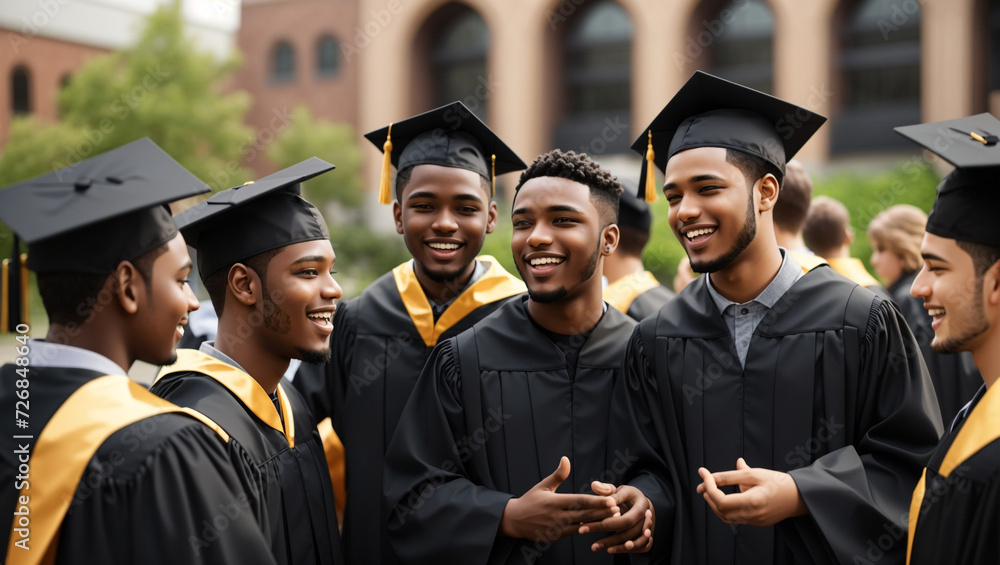 Obraz premium Group of a happy smiling male graduate students