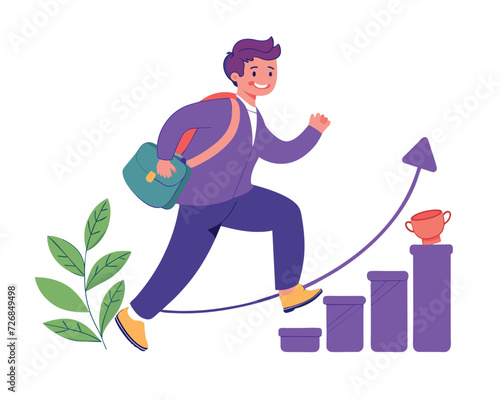 Design of students climb ladder of achievement to reach top of the money pile. scholarships and tuition fees support