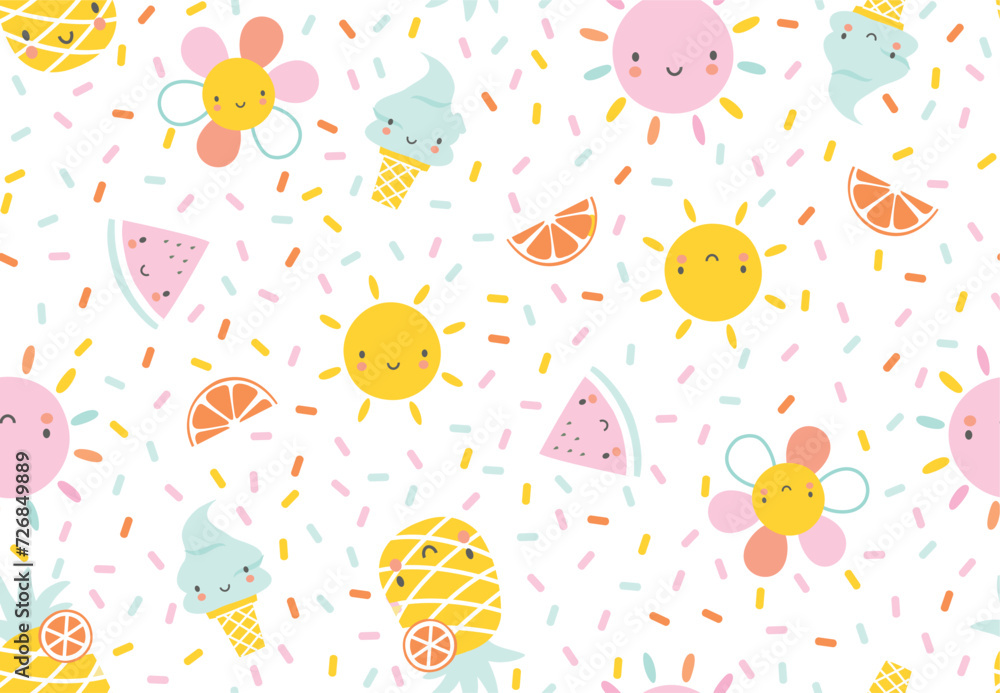 summer, flower, orange, ice cream, sun, watermelon, pineapple, sweet summer, flower, orange, ice cream, sun, watermelon, pineapple, sweet