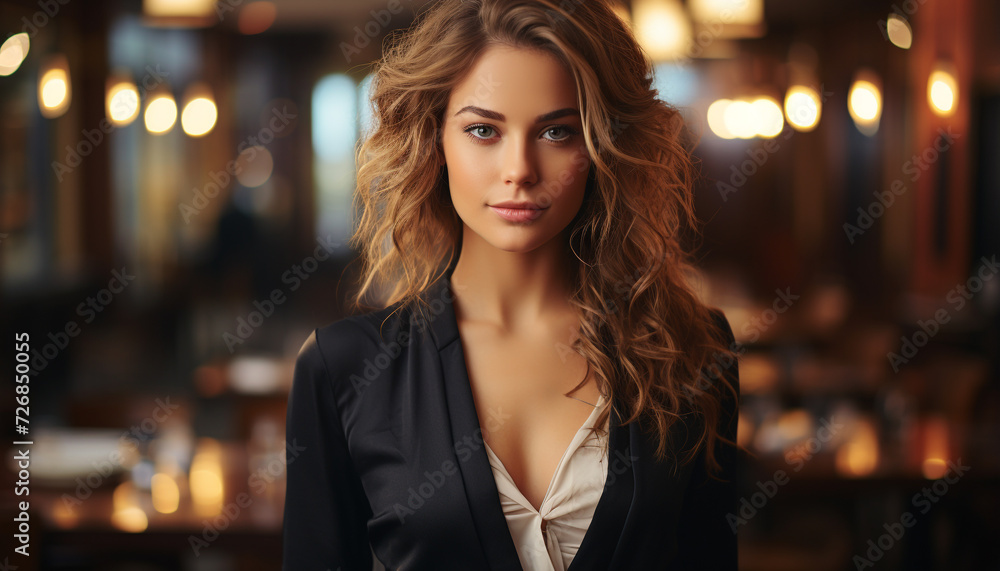 Young adult woman, beauty, elegance, fashion model, sensuality, glamour, confidence, smiling generated by AI Young adult woman, beauty, elegance, fashion model, sensuality, glamour, confidence, smiling generated by AI