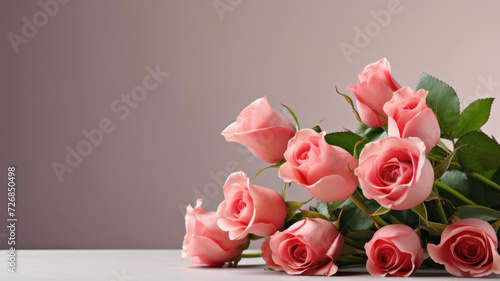 Light rose bouquet on a plain background