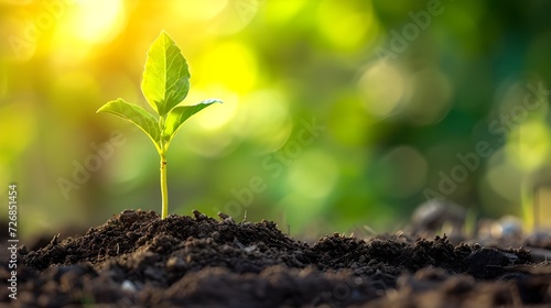 A small plant is seen sprouting out of the ground. This image can be used to depict growth, new beginnings, or nature's resilience