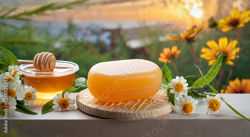 Honeyed Artistry: Premium Images of Handcrafted Honey Soap - Mock up