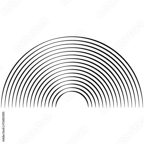 rainbow shape icon, semi-circle shape art line for decoration, halftone of geometric element