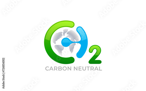 Illustration vector graphic of reducing carbon emissions environmental pollution logo design template