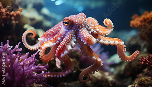 Underwater reef showcases the beauty of multi colored sea life generated by AI © Stockgiu