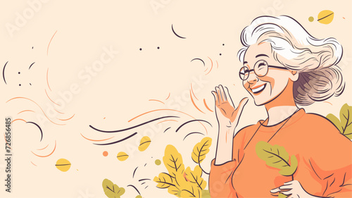 Vector illustration of seniors promoting healthy habits with positive messages  creating an inspiring and supportive atmosphere in a meaningful vector art background. simple minimalist illustration
