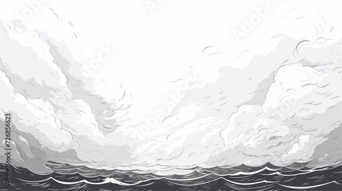Vector scene of a stormy sky and turbulent seas  reflecting the tumultuous nature of emotions  with dark clouds and crashing waves conveying inner turmoil. simple minimalist illustration creative