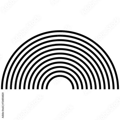 rainbow shape icon, semi-circle shape art line for decoration, halftone of geometric element
