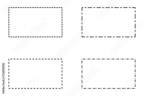 Simple decorative frames or borders of dashed lines – Rectangular outlines set