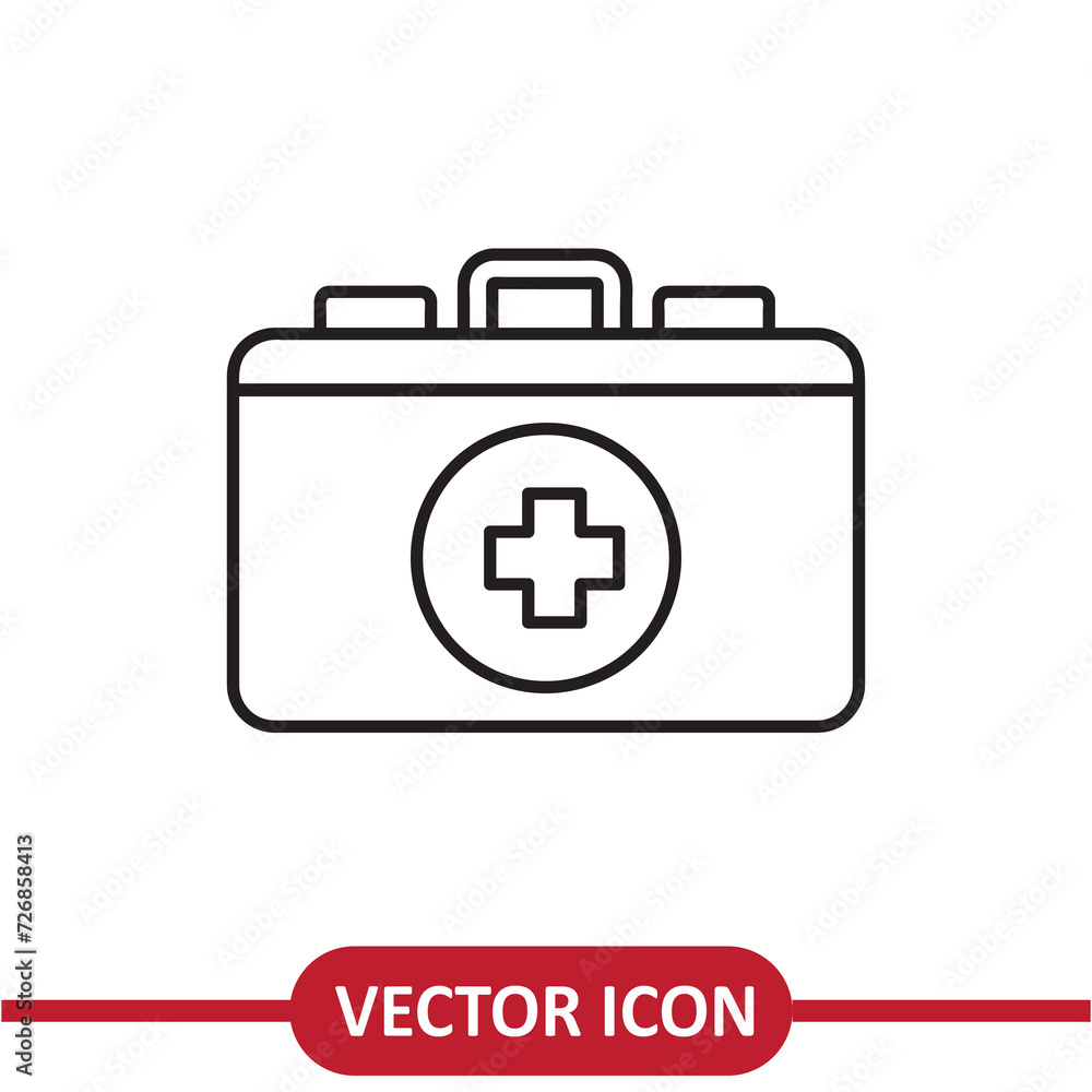 Medicine briefcase icon. First aid sign liner illustration on white background..eps Medicine briefcase icon. First aid sign liner illustration on white background..eps