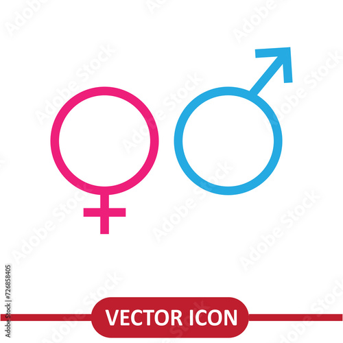 Male and Female symbols icon, Gender sign flat trendy style illustration on white background..eps