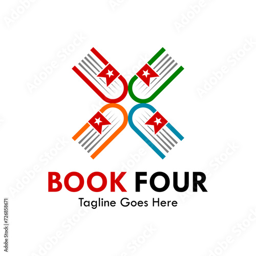 Book four design logo template illustration