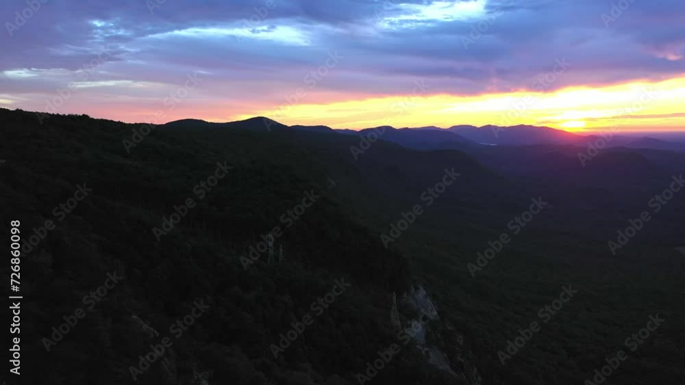 Vivid Sunrise over Mountains near Pretty Place Chapel, Cinematic Drone, Fred W. Symmes Chapel, Cleveland, SC Vivid Sunrise over Mountains near Pretty Place Chapel, Cinematic Drone, Fred W. Symmes Chapel, Cleveland, SC