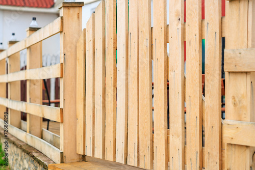 Wooden gate. Background with selective focus and copy space