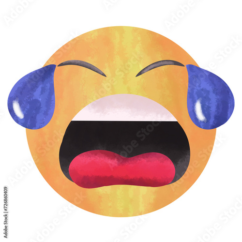 Cry emoji watercolor illustration