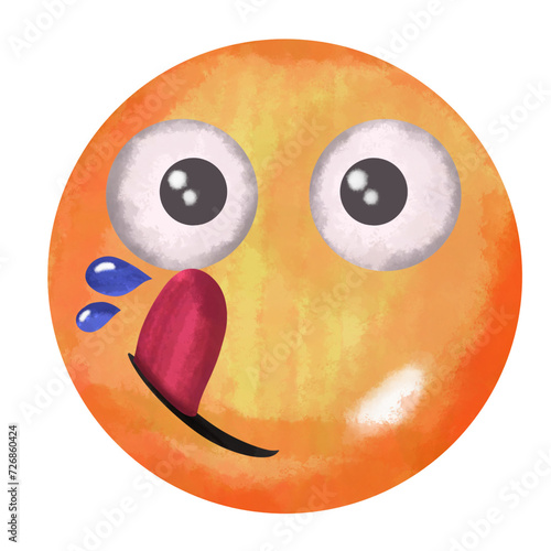 Yummy emoji watercolor illustration
