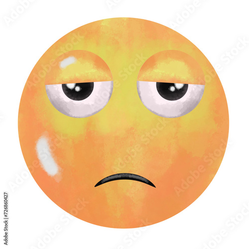 Tired emoji watercolor illustration