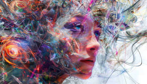 Chaos, confusion and overwhelmed mind concept illustration. 