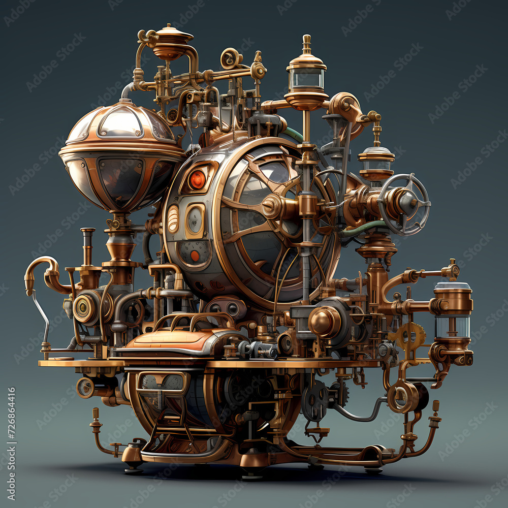 A steampunk-inspired mechanical contraption.